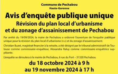 Avis d’enquête publique :  PLU et assainissement