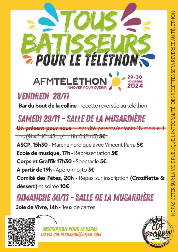 Programme mis à jour téléthon 2024 à Pechabou